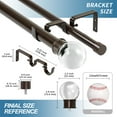 thumbnail image 3 of Urbanest Crystal Ball Manhattan 1" 3/4" Double Drapery Curtain Window Rod Set - 84" to 120", Bronze, 3 of 6