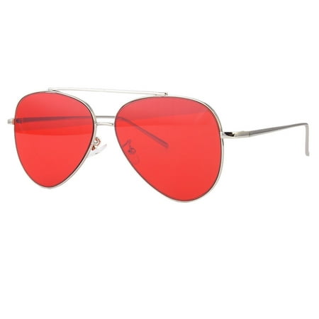Retro Aviator Sunglasses Vintage RED GOLD Lens Men Women Fashion Frame Glasses
