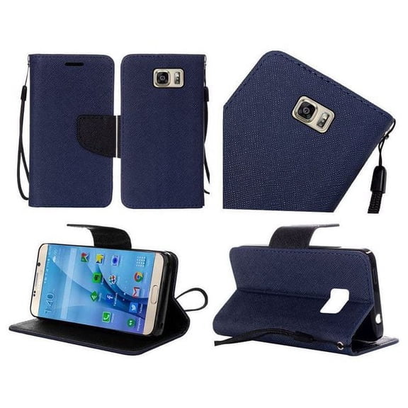 GSA Denim Flip Denim Wallet Case For Samsung Galaxy S7 - Blue/Black