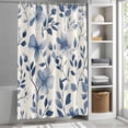 thumbnail image 3 of Ombre Blue Flowers Fabric Shower Curtain Leaf Plant Washable Shower Curtains for Bathroom, Waterproof Bath Curtain with Hooks Home Decor 36x72in, 3 of 8