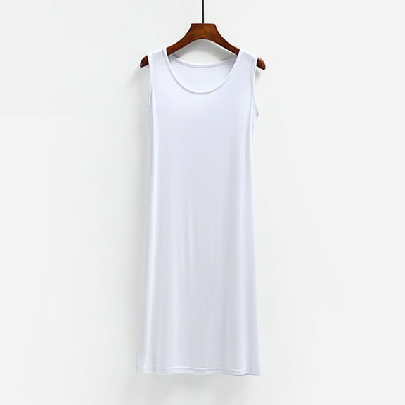 Joau Women's Tank Nightgown Cotton Comfy Sleeveless Sleepwear Wide Strap Crewneck Sleepshirts Loose Soft Pajama Sleep Dress S-XL