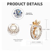 Gemini Unique Women's Jewelry Gold Filled Pearl Swarovski Crystal Stud Earrings Valentine's Day Gifts Gm127 15mm