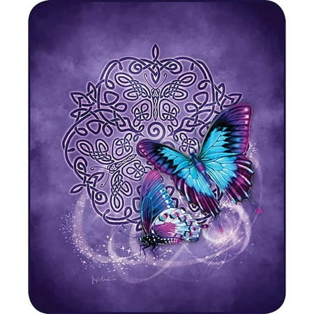 Celtic Butterfly 50x60 Plush Throw Blanket – Soft Fleece with Purple Celtic Knot and Butterfly Art