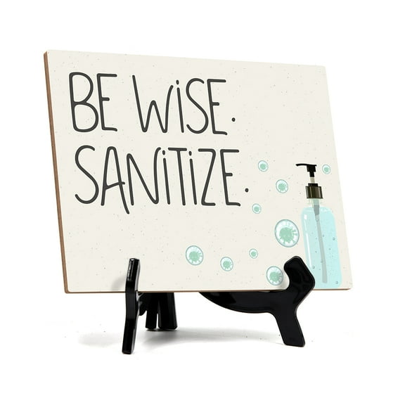 Signs ByLITA Be Wise Sanitize, Hygiene Sign, 6" x 8" (White)