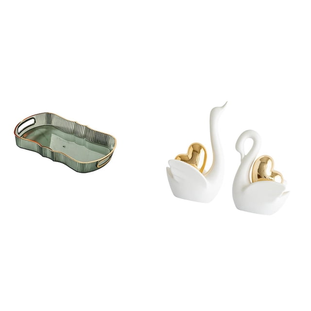Elegante bandeja con forma de cisne para guardar alimentos y cosméticos, ideal para del baño, el desayuno, la como adorno de mesa e