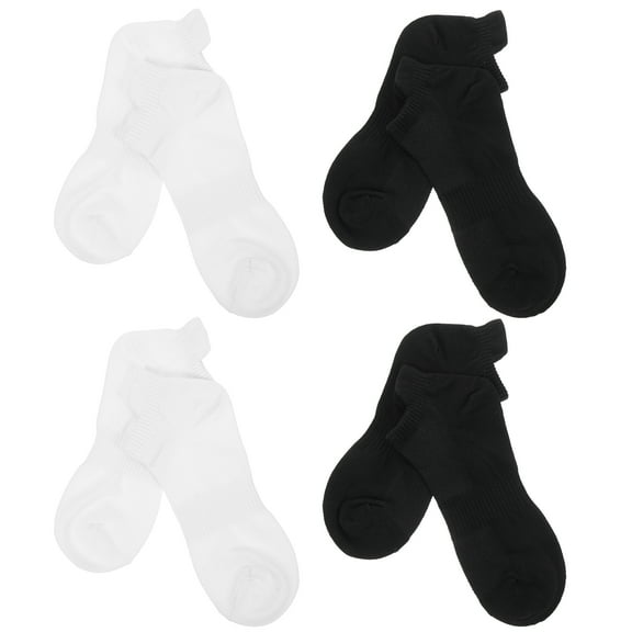Combed Cotton Socks Ankle Summer for Women Low Cut Woman's Thin Non Slip and 4 Pairs
