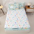 thumbnail image 4 of Erosebridal Boho Rainbow Motif Zipper Queen Comforter Set with Fitted Sheet and 2 Pillowcases,Star Cloud Zipper Bedding Set,Mint Green Pink Yellow,Reversible, 4 of 6