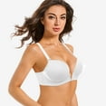 thumbnail image 7 of Yandw Women'S Deep V Plunge Padded Push Up Convertible Bra With Clear Straps Low Cut Underwire Bra, White 40A, 7 of 7