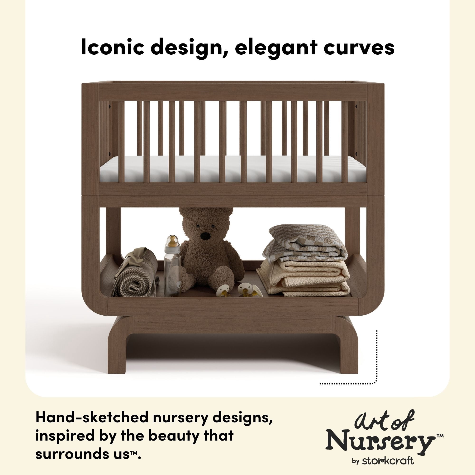 Art of Nursery by Storkcraft Santorini Deluxe Convertible Baby Bassinet, Hazelnut