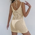 thumbnail image 5 of Tqyyweavej Women Beach Spaghetti Strap Cover Up Sexy Hollow Out V Neck Swim Cover Up Solid Color Sleeveless Slim Swimsuit Coverup for Women, 5 of 7