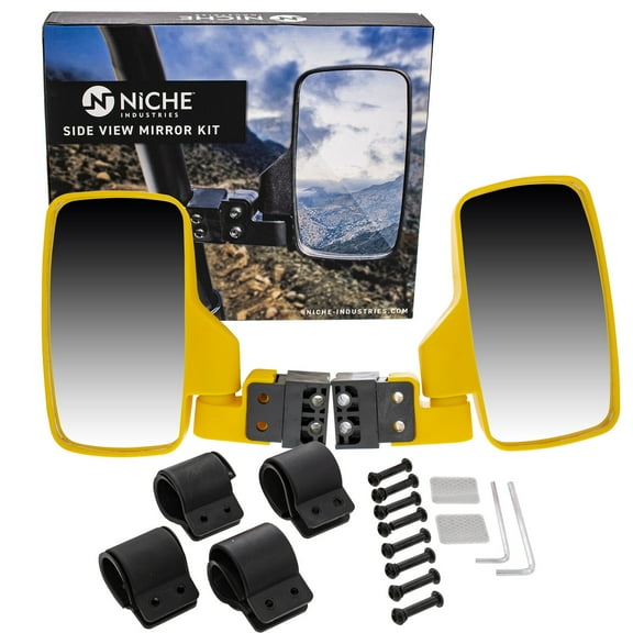 NICHE Heavy-Duty UTV Side View Mirror Set for Can-Am Maverick X3 Defender Commander - Yellow, Foldable, Impact-Resistant