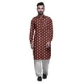 thumbnail image 1 of Atasi Kurta Pathani Classique à Col pour Garçons Chemise en Rayonne à Poche avant, 1 of 5
