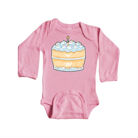 

Inktastic Cute Cake with Confetti Sprinkles and Candle Gift Baby Boy or Baby Girl Long Sleeve Bodysuit