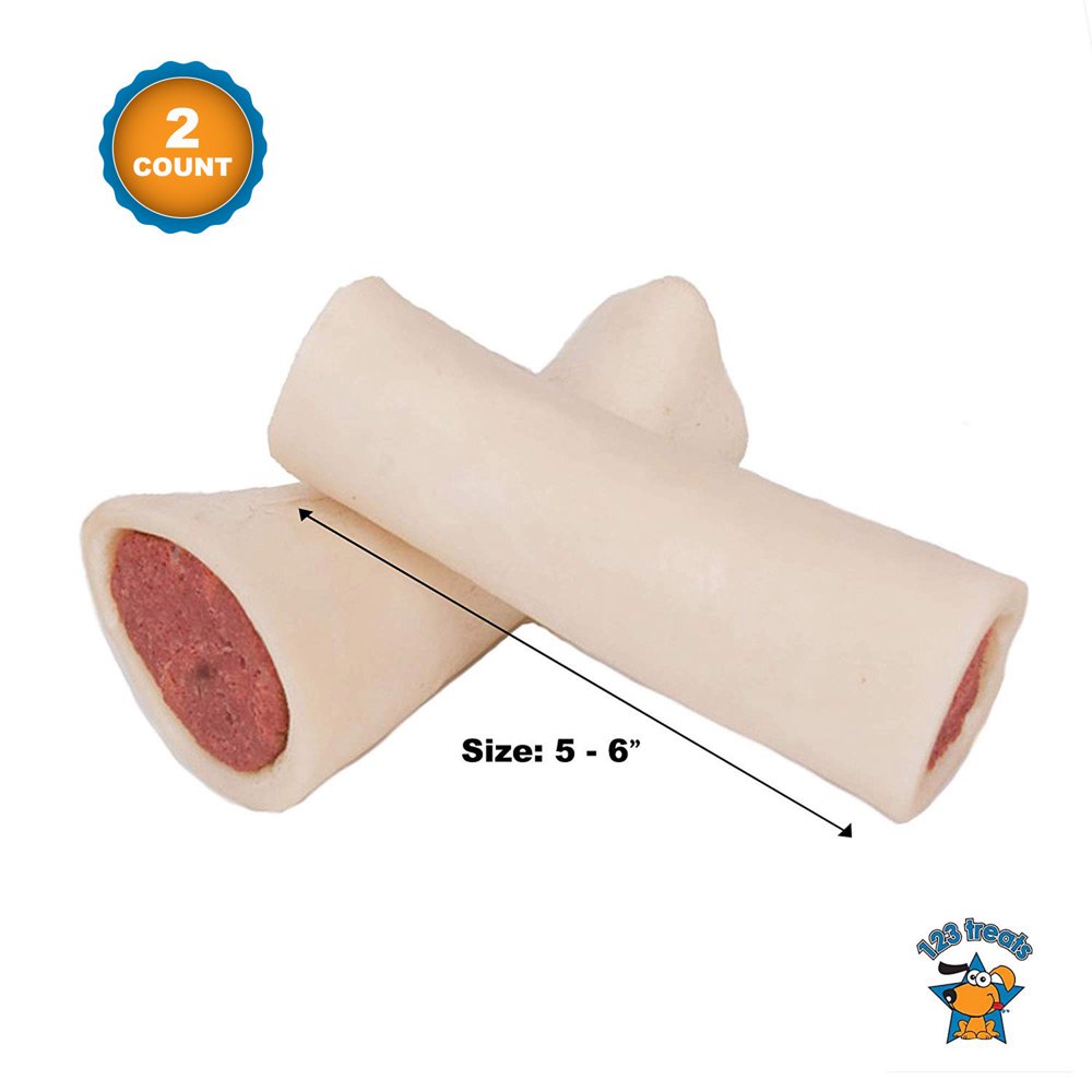 123 Treats Stuffed Shin Bones for dogs Small or Large with Peanut