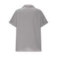 thumbnail image 4 of Fesfesfes Women's Linen T-shirt Solid Color Collared Neckline Short Roll-Up Sleeves Tee with Loose Zipper Trendy Business Work Blouses(Gray,2XL), 4 of 5