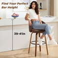 thumbnail image 3 of Fahomiss 28" Swivel Bar Stools with Back Set of 4, Leather Farmhouse Bar Height Stools, Brown, 3 of 10