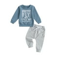 thumbnail image 2 of Baby Boy Clothes Pretty Fly for A Little Guy Infant Outfit Sets Tops Drawstring Pants Fall Winter Set, 2 of 9