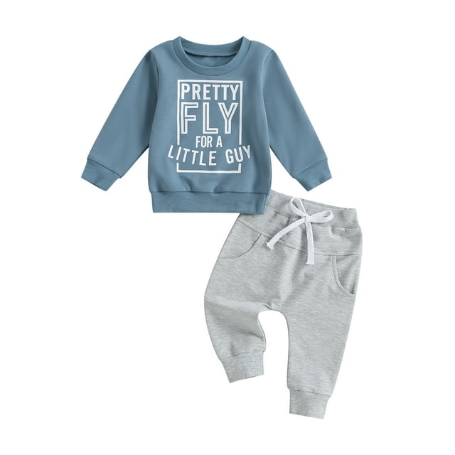 Fortune Toddler Boy Long Sleeve Sweatshirt Tops Jogger Pants 2Pcs Clothes Set 0-3 Years