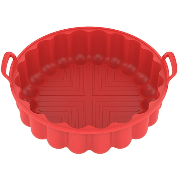 Reusable Silicone Air Fryer Liner for Home Red Perfect for Oven and French Fries 9.5 inches