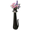 thumbnail image 2 of 4.72" Handcrafted Ceramic Cat Vase, Whimsical Kitty Planter for Small Flowers, Boho Desk Shelf Decor, Unique Gift for Cat Lovers (Black), 2 of 8