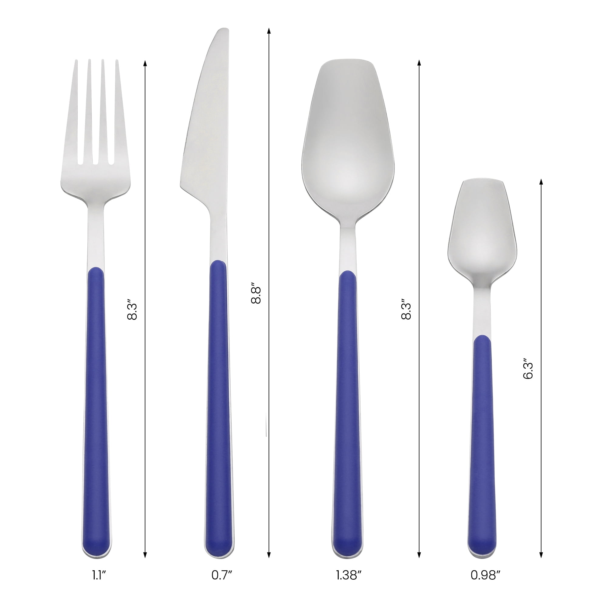 Unique Bargains 4 Piece Stainless Steel Flatware Set with Knife Spoon Fork Blue 4