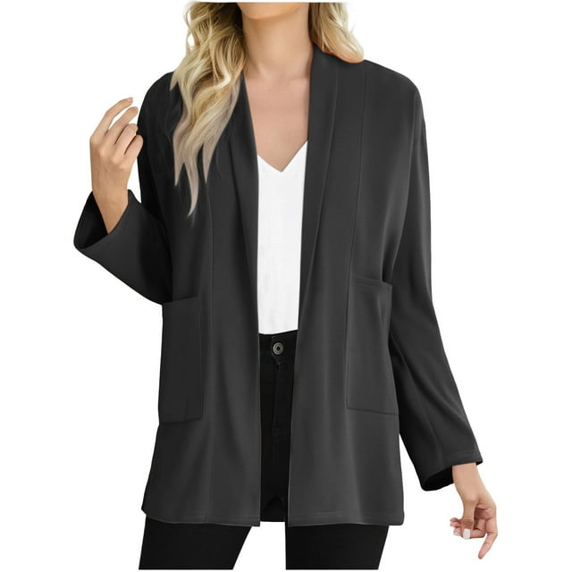 Soki Cardigan Léger à Manches Longues pour Femmes, Col en V, Tricoté avec Poches