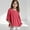 Red-2025, variant on MKOSPLRT 3/4 Length Sleeve Girls Tops Oversized Crew Neck Linen Shirts Loose Fit T Shirts Casual Slit Hem Blouses Solid Tees for 3-15 Years