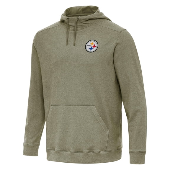 Men's Antigua Olive Pittsburgh Steelers Cloud Pullover Hoodie