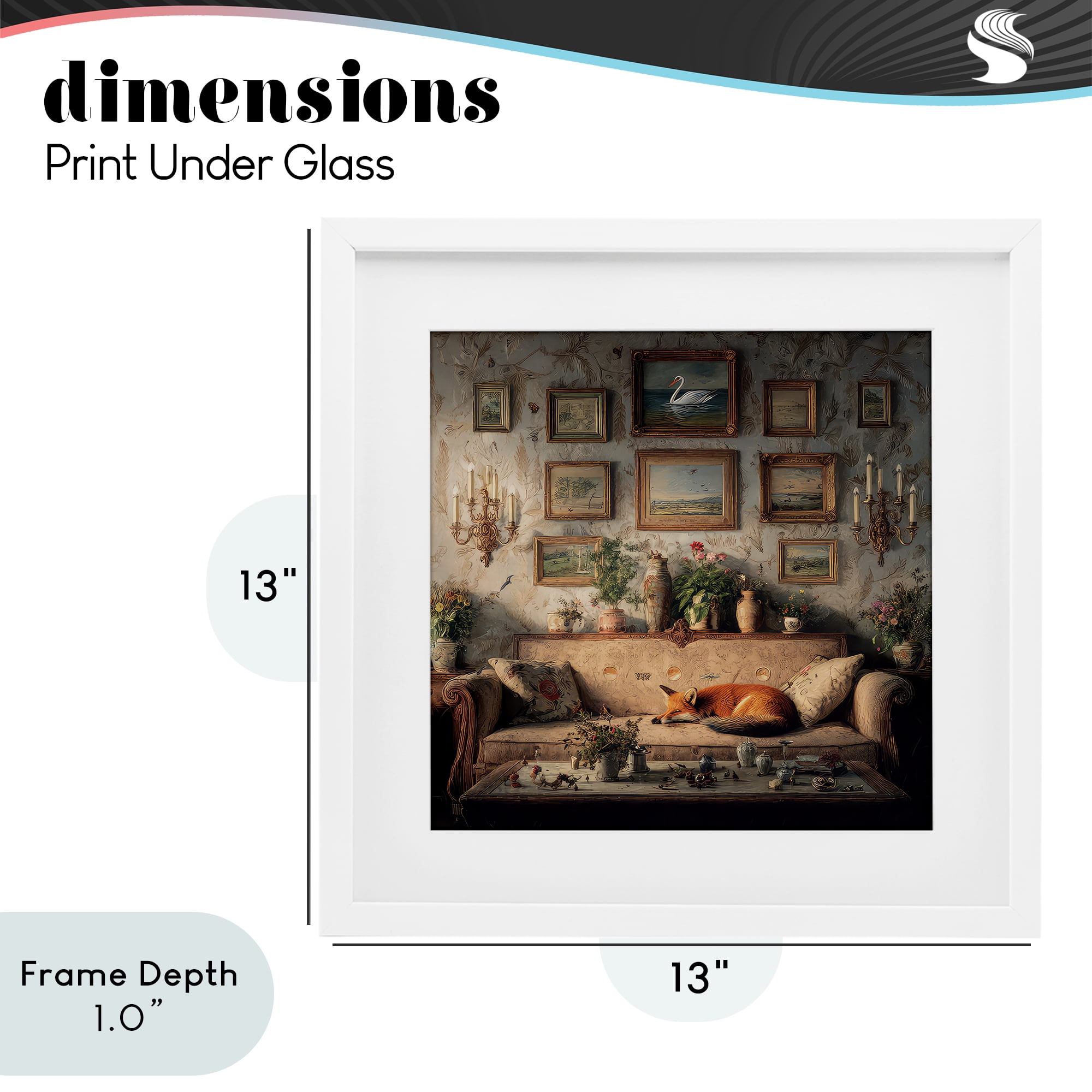 Stupell Industries Vintage Parlor with Fox White Framed Print Under Glass, design by The Wands Want