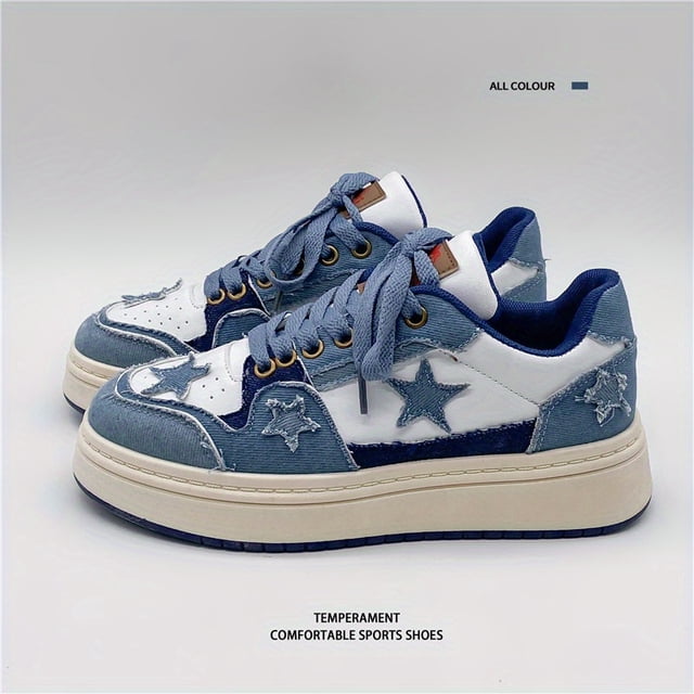 Zapatos De Skate De Mezclilla Para Mujer, Zapatos Deportivos Bajos Con Punta Redonda A La Moda, Zapatillas Versátiles Para Exteriores