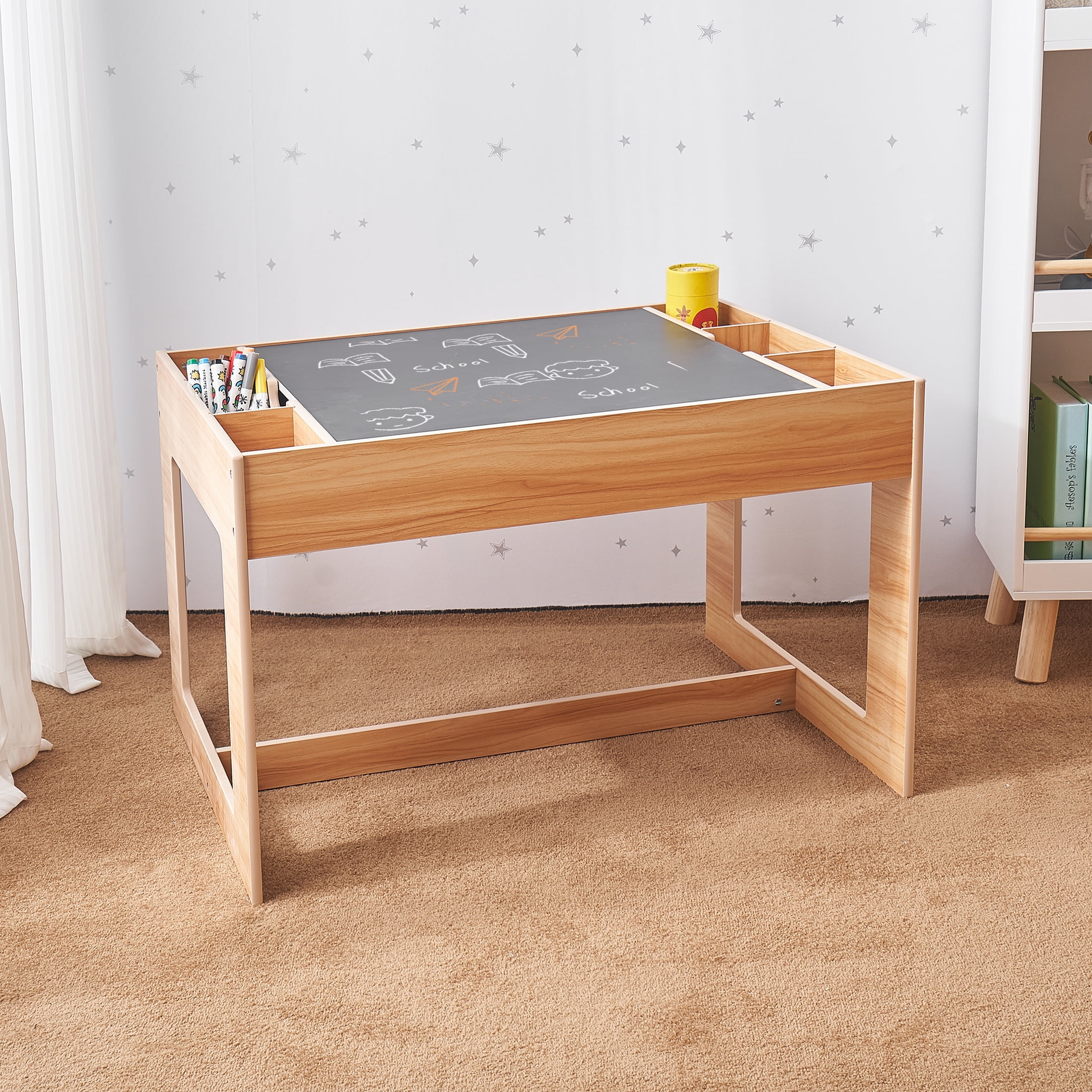 Your Zone Kids Building Block Activity Table with Storage – Montessori Play Table for Crafts, Block Building & Creative Play