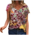 thumbnail image 2 of ICHUANYI Women's Fashion Round Neck Printed Short Sleeve Casual Loose Blouse Tops, 2 of 3