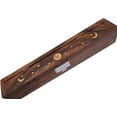 thumbnail image 3 of Cavelio  Rose Wooden Coffin Incense Burner - Jali and Sun-Moon-Stars12 - Brass Inlays & Storage Compartment EL-43, 3 of 9