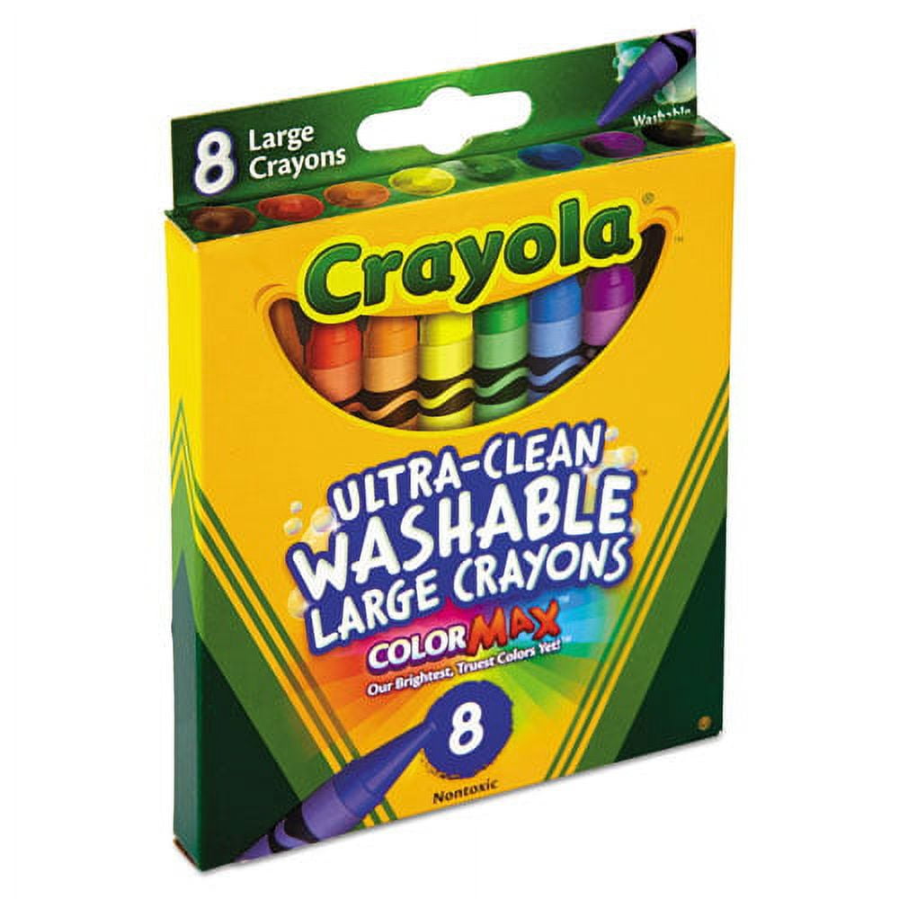 Ultra-Clean Washable Crayons, Large, 8 Colors/box | Bundle of 10 Boxes