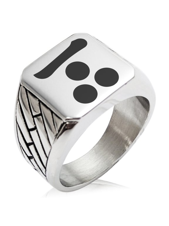 Stainless Steel Mouri Samurai Crest Geometric Pattern Biker Style Polished Ring