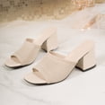 thumbnail image 2 of SACFOF Women's Knit Mesh Slip On Block Heeled Mule Sandals Fashion Square Toe Comfort Casual Beach Low Chunky Heels Open Toe Walking Slide Sandals, 2 of 6