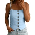 thumbnail image 3 of BUIGTTKLOP Womens Cotton Linen Cami Suit Vest Dressy Casual Button down Waistcoat Fitted Split Hem Summer Sleeveless Blazer Tops, 3 of 7
