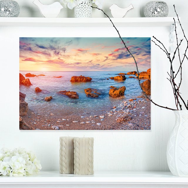 Lever de Soleil sur la Mer Méditerranéenne - Impression sur Toile de Photographie de Bord de Mer