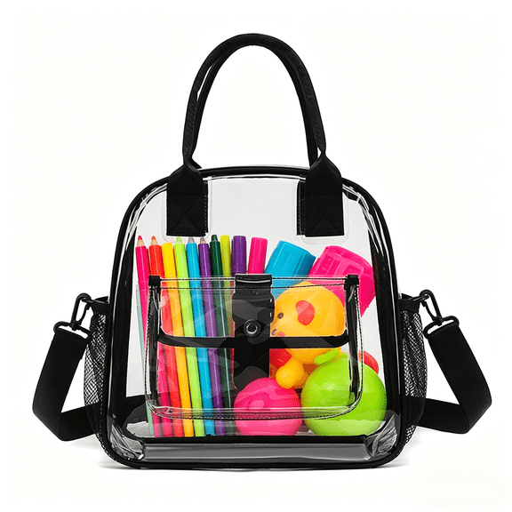 FastXmas Clear Bags for Women Tote Bag, Heavy Duty Crossbody Bag, Stadium Approved Clear Purse for Sports Events, Concert, Work and Beach, Commuting