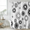thumbnail image 6 of Polyester Fabric Geometric Black Shower Curtain, Abstract Grey White Boho Circle Dot Waterproof Bathtub Curtain Bathroom Decor Set with Hooks 72 x 84 Inches, 6 of 6