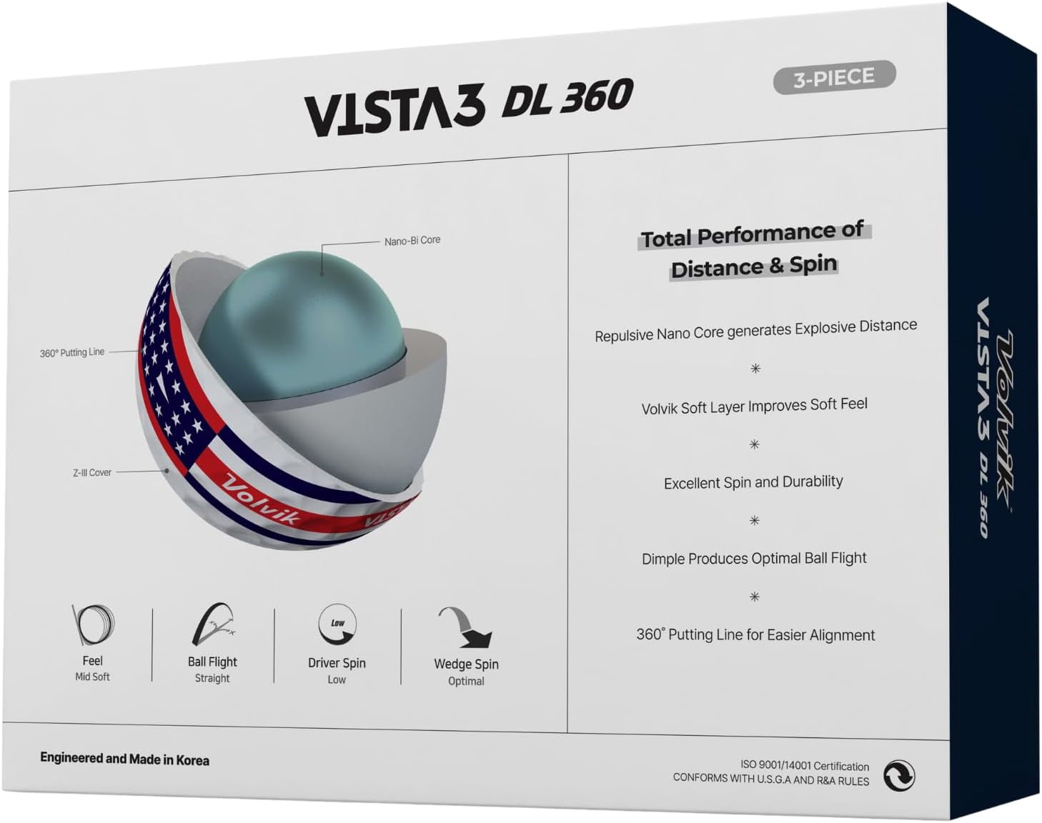 Volvik Vista3 360° USA Patriot Edition Golf Balls (One Dozen)