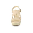 thumbnail image 6 of BLISSFUL STEP Women's Strap Espadrilles Platform Slingback Wedges Sandals Beige 7, 6 of 8