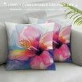 thumbnail image 3 of Creowell  Flower Throw Pillow Cushion Cover, Hibiscus Flower in Pastel Abstract Colorful Romantic Petal Pattern Artwork Print, Decorative Accent Pillow Case,  Pink Tones, 3 of 5