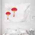 thumbnail image 1 of Lantern Tapestry, Celebration of the Passing Year in China Asian Culture Elements of Orient, Wall Hanging for Bedroom Living Room Dorm Decor, 80W X 60L Inches, Earth Yellow Red, by Ambesonne, 1 of 2