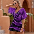 thumbnail image 2 of Purple Rose Beach Cover Ups Women V Neck Short Sleeve Dress Coverups Beachwear, 2 of 6