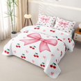 thumbnail image 3 of Erosebridal Coquette Cherry Bow Twin Quilt Set,Pink Ribbon Cherry Heart Twin Coverlet Set For Girls,2-Piece, 3 of 7