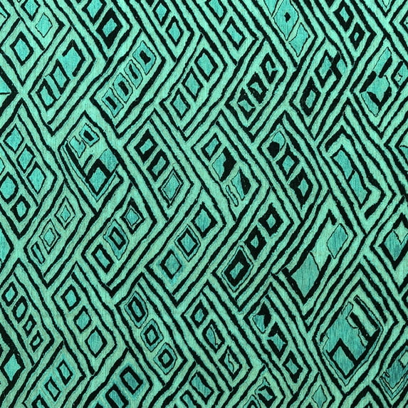 Ahgly Company Indoor Square Abstract Turquoise Blue Modern Area Rugs, 6' Square