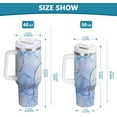 thumbnail image 4 of Gobelet de 40 oz avec Poignée, Couvercle et Paille, Gobelet d'Eau Isolé, Tasse d'Eau en Acier Inoxydable, Tasse Bouteille Réutilisable, Compatible avec Porte-Gobelet, Bleu Cyan Marbre, 4 of 6