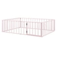 thumbnail image 5 of Full Size Minimalist Metal Floor Bed Frame, Montessori Bed with Fence and Door, Low Children Bed for Boy & Girl,Pink, 5 of 7