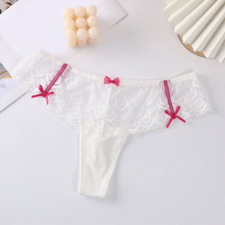 Meiodtion Underwear for Women Comfort G String High Waisted Seamless Panty Cute Thong Banded Waist Stretchable Panties  White  S